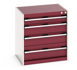 40011062.** Cabinet consists of 1 x 100mm, 2 x 150mm and 1 x 200mm high drawers 100% extension drawer with internal dimensions of 525mm wide x 400mm deep. The drawers...